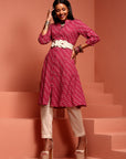 Dark Pink Printed Flared Kurta