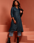 Ink Blue Printed Asymmetric Kurta