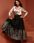 Black Printed Brocade Skirt