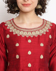 Maroon Brocade Kurta Set