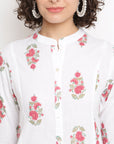 Block Floral Off-White Kurta Set
