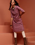 Pink Straight Printed Kurta