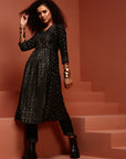 Black Printed A-line Kurta Set