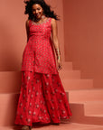 Coral Printed Muslin Kurta & Lehenga Set
