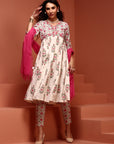 Off-white Floral Printed Kurta Set