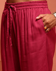 Dark Pink Printed Kurta Set