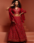 Beautiful Red Printed Lehenga Choli Set