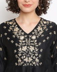 Black Embroidered Kurta Set
