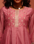 Old Rose Chanderi Embroidered Kurta Set