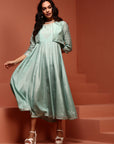 Mint Kalidar Dress With Jacket