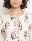 Printed Off-white Kurta Set