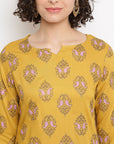Printed Yellow Musturd Kurta