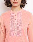 Pink A-line Mandarin Kurta set