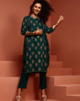 Green Printed Kurta Set
