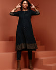 Teal Kalidar Solid A-line Kurta