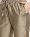 Copper Brown Straight Cotton Trousers