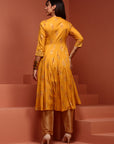Yellow Printed Rayon Kurta
