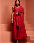 Red Printed Stylish Kurta Palazzo Set
