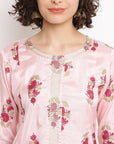 Pink floral A-line kurta set