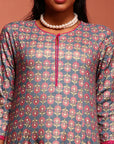 Blue Rayon Printed Kurta Set