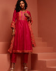 Fuchsia Solid Kalidar Kurta Set