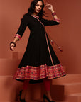 Solid Black A-line Kalidar Kurta
