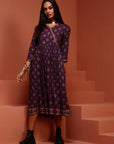 Violet Printed Gathered Kurta