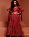 Beautiful Red Printed Lehenga Choli Set