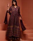 Kalidar Purple Printed Kurta Set