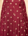 Wine Printed Belt Anarkali Lehenga Set
