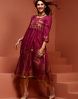 Pink Kalidar Printed Shantoon Kurta