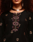 Black Brocade Straight Kurta
