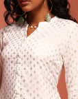 White Printed Asymmetric Kurta