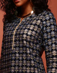 Navy Straight Printed Kurta