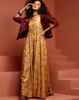 Yellow Printed Muslin Kalidar Dress
