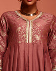 Pink Gathered Kurta Palazzo Set with Dupatta