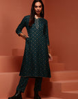 Teal Printed Rayon Kurta Set