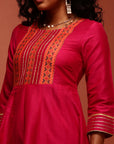 Fuchsia Solid Kalidar Kurta Set