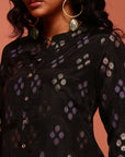Black Straight Printed Kurta