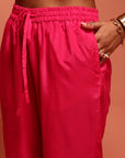 Fuchsia Chanderi Jaquard A-Line Kurta