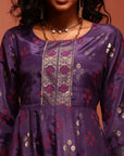 Violet Printed Shantoon Kalidar Kurta