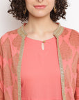 A-line Coral Kurta With Jacket