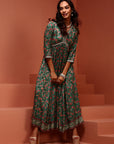 Mint Printed Gathered Dress