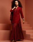 Maroon Brocade Kurta Set