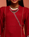 Maroon Solid Kurta Set