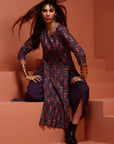 Violet Printed Kurta Dhoti Pant Set