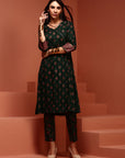 Green A line Kurta Set
