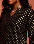 Black Printed Asymmetric Kurta