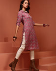 Pink Straight Printed Kurta