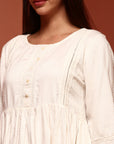 White Solid Chikankari Flared Top